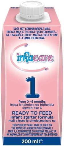 [INFH2YW9CGZYKMPB] Infacare 1 Ready To Feed Infant Starter Formula (24 x 200 ml, 0-6 Months)