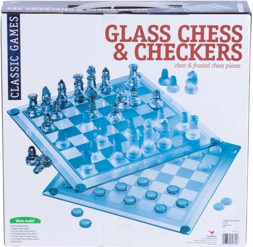 [BGEH7THRBJYWCTBC] Classic Games Glass Chess And Checkers Set Strategy & War Games Board Game