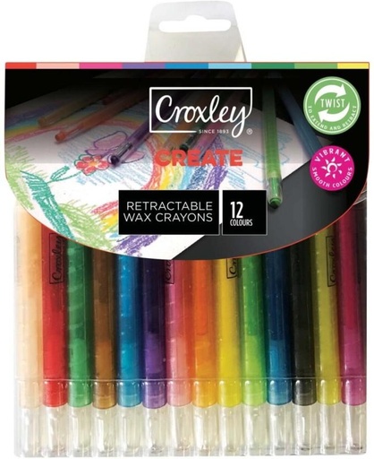 [CRYH5YQ4NJ4VHB7W] Croxley Create Retractable Wax Crayons Wax Crayons (Set of 12)