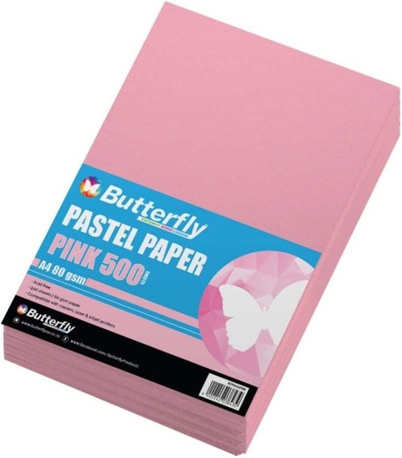 [PPRH4YSJ4FNAAX7H] Butterfly A4 160 gsm Coloured Paper (Set of 1, Pink)