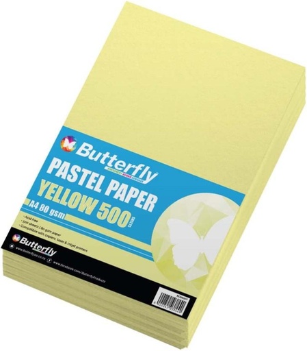 [PPRH4YSJTH5EKYSN] Butterfly A4 160 gsm Coloured Paper (Set of 1, Yellow)