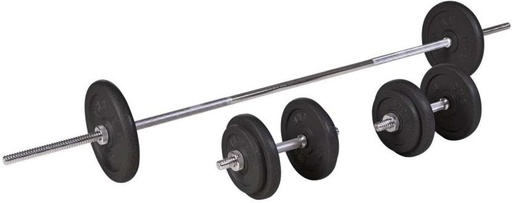 [FEWH7TVBTXUQTUGP] Trojan Barbell Training Set Black Bar & Plate Combo (60 kg)
