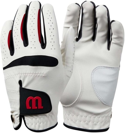 [GLVH5HPDA7TDNFES] WILSON Feel Plus Medium/Large Golf Gloves (White)