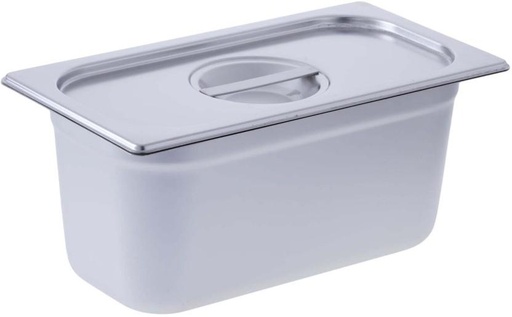 [CHDH2FUG87DANMD6] Steelking Bain Marie Third Insert With Lid 0.15 ml Single Pan (Silver, Pack of 1)