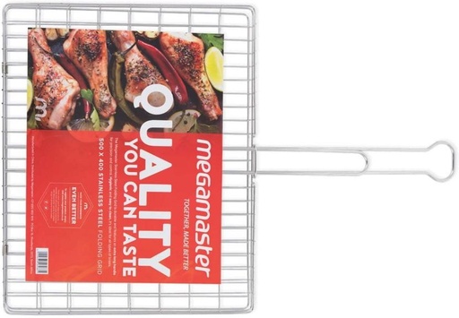[BGLHFZWUYGQHMZ7R] Megamaster Large Folding Braai Grid Stainless Steel Braai Grid (Silver)