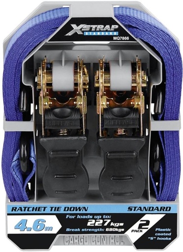 [SSLH5HSJAWJZ7YBZ] X-STRAP Standard Ratchet Tie Downs 2-Pack Luggage Strap (Blue)