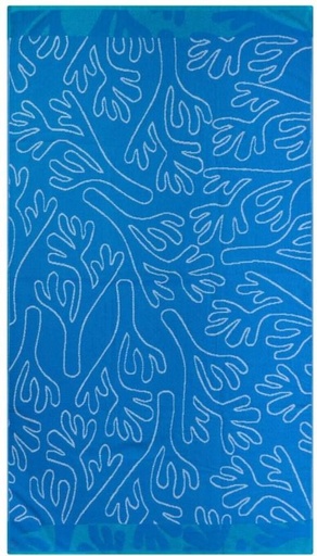 [BTWH7JW9V2E9TWH5] Home Living Sand Free Coral Reef Cotton Beach Towel (Blue, White, 180 cm x 100 cm)