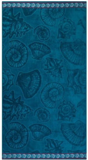 [BTWH7JW9TZKVPTAW] Home Living Velour Shells Cotton Beach Towel (Black, 180 cm x 100 cm)