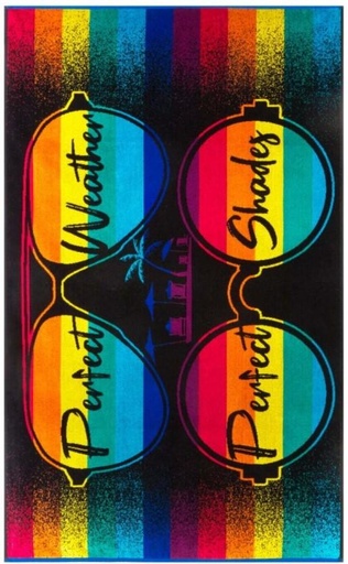 [BTWH7JW9WH7UEFX5] Colibri Velour Perfect Shades Cotton Beach Towel (Multicolour, 150 cm x 90 cm)