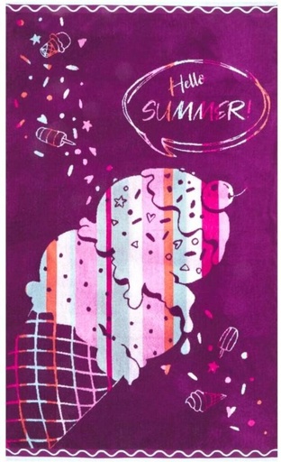 [BTWH7JW9VNYCNFUB] Colibri Velour Cool Gelato Cotton Beach Towel (Multicolour, 150 cm x 90 cm)