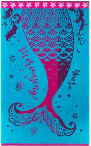 [BTWH7JW9NGKGEBQK] Colibri Velour Mermazing Cotton Beach Towel (Multicolour, 150 cm x 90 cm)
