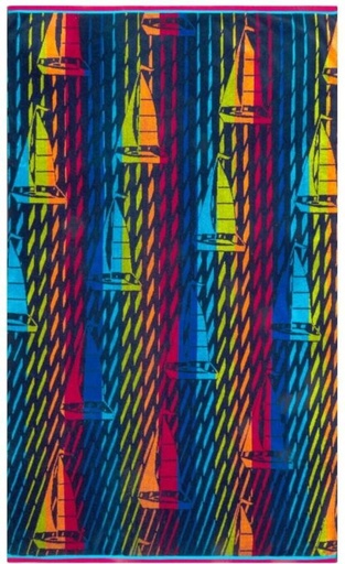 [BTWH7JW9BZXKCHZG] Colibri Velour Kaleido Yachts Cotton Beach Towel (Multicolour, 150 cm x 90 cm)