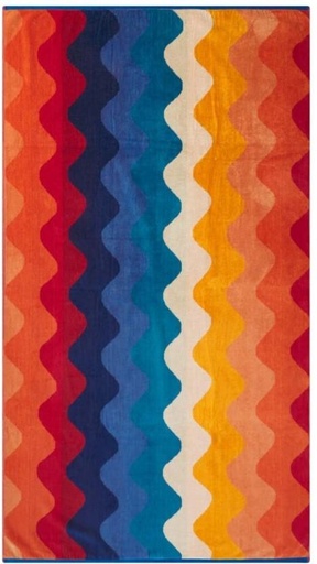 [BTWH7JW9VQXW4DYG] Home Living Velour Waves Cotton Beach Towel (Multicolour, 180 cm x 100 cm)