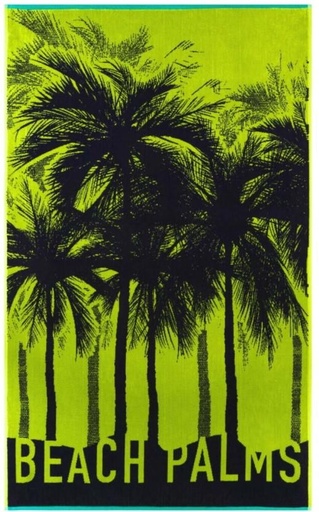 [BTWH7JW9JKMNJPEN] Colibri Velour Beach Palms Cotton Beach Towel (Black, Green, 150 cm x 90 cm)