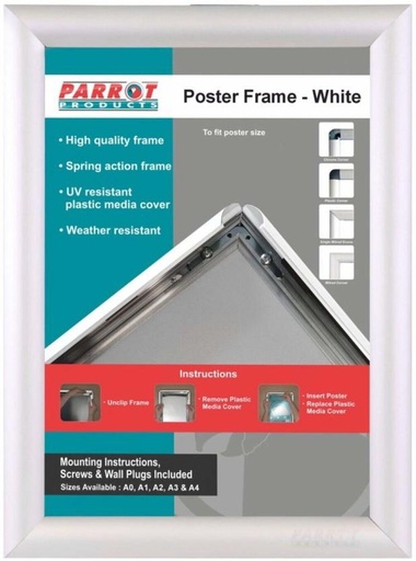 [NPFH2BXAWZMMP7FE] Parrot Polymer Wall Photo Frame (White, 1 Photo(s), 450x330mm)