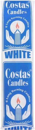 [CNDH28MGDX4BMP3P] Costas Long Burning Candles (White, Pack of 1)