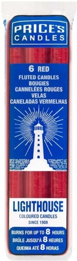[CNDH28MG3JZZUGRY] Price's Lighthouse Coloured Candles (Red, Pack of 12)