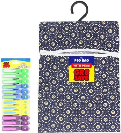 [HOOH2A2VKHNE9VZ3] Gr8 Save Peg Bag and Free Pegs 12 (Pack of 1)