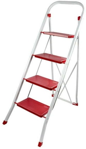[STLH257HUYRZNZDM] Armour 2 Step Round Handle Folding Stool Steel Ladder (With Platform, Hand Rail)