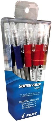 [PENH27R39HFY6RSH] Pilot Super Grip Ball Pen (Pack of 12, Multicolor)