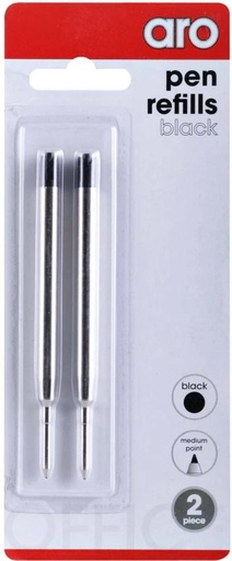 [PENH27QZGX2YK3HK] Aro Roller Ball Pen Refill (Pack of 2, Black)