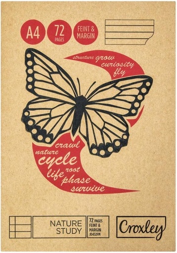 [DNBH2YZ56S6VFTHG] Croxley Nature Study Book A4 Notebook Feint & Margin (Brown)