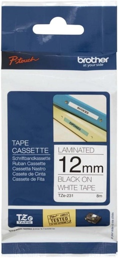 [CTDH2F35KAHEAQQC] Brother TZe-231 Black on White Laminated Tape Labeling Hand-held Adhesive Tape Tape (Manual) (Set of 1, Multicolour)