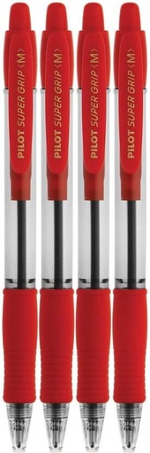 [PENH27QZWHUB7NFV] Pilot Super Grip Gel Pen (Pack of 4, Red)