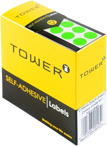 [PLBHFXBPVPMJH9SW] TOWER C19 Colour Code Labels Neon Green Dot Self Adhesive Paper Label (Neon Green)
