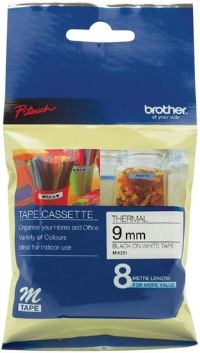 [CTDH2F35YXQVZ34Z] Brother MK-221 Black on White Non-Laminated Tape Labeling Hand-held Adhesive Tape Tape (Manual) (Set of 1, Multicolour)