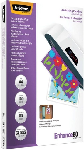 [LMSH5QFEGHCGZTRS] FELLOWES A4 80 Micron Gloss Laminating Pouches 100-Pack A4 Laminating Sheet (80 mil, Pack of 1 x 100)