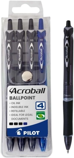 [PENH27QZHU5MYHQ9] Pilot Acroball Ball Pen (Pack of 4, Blue)