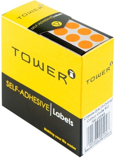 [PLBHFXBPXGZHNDMR] TOWER C19 Colour Code Labels Noen Orange Dot Self Adhesive Paper Label (Noen Orange)