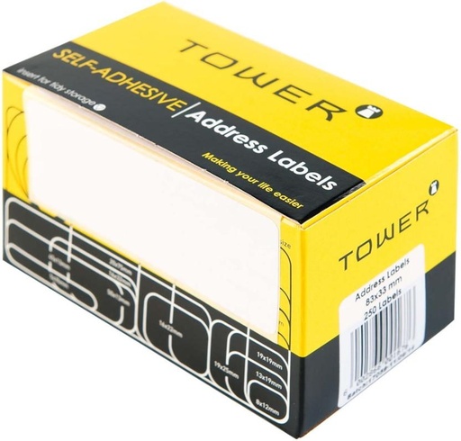[PLBHFXBPHXEXA4FZ] TOWER Address Labels 83 x 33m Self Adhesive Paper Label (White)