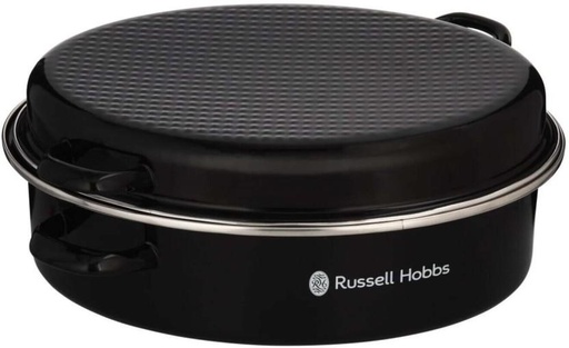 [PPNH4ZFZJSNABJUQ] Russell Hobbs Oval Enamel Roaster Wit Lid Tope with Lid 17 L capacity (Stainless Steel, Non-stick, Induction Bottom)