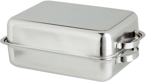 [PPNH4ZFZQHCW8ZTX] Steelking Stainless Steel Double Roaster Tope with Lid 45 L capacity (Stainless Steel, Non-stick, Induction Bottom)