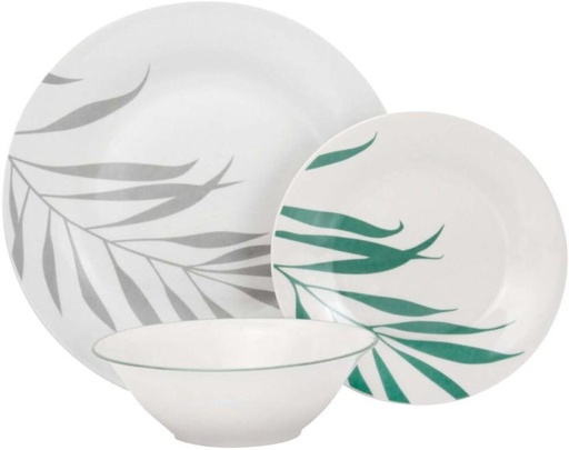 [DNNHBGXJHMSNHCGX] EVO Porcelain 12 Pieces Leaves Decal Dinner Set