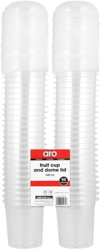 [GLSH5YJ7QFFDBEYG] ARO (Pack of 50) Smoothie Cup and Dome Lid Water/Juice Glass Set (340 ml, White)