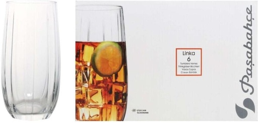 [GLSHFQZEVYWGPB97] Pasabahce (Pack of 6) Linka Hiball Water/Juice Glass Set (500 ml, Clear)