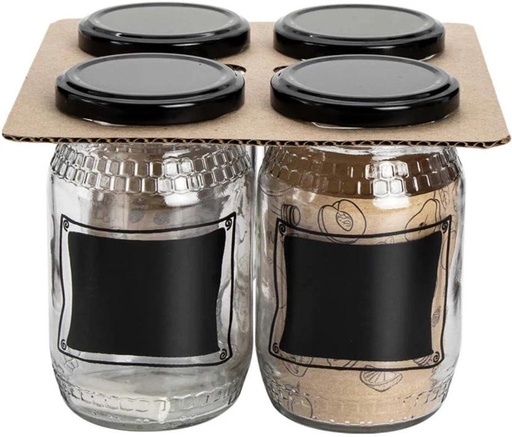 [CNRH2YY5GAHQG4QZ] Regent Glass Pickle Jar  - 325 ml (Pack of 4, Black)