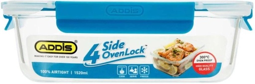 [CNRH7Z3ACZGFHUFW] Addis Glass Utility Container  - 1520 ml (White, Blue)