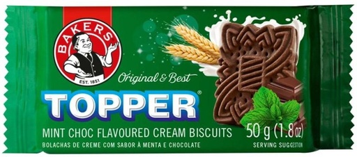 [CKBH4TVCDXNZQD74] Bakers Topper Mint Choc Flavoured Biscuits Cream Filled Biscuit (50 g)