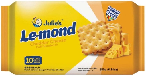 [CKBHFU63UXXQSY5R] Julie'S Le-mond Cheddar Cheese Puff Cream Sandwich Biscuit (180 g)