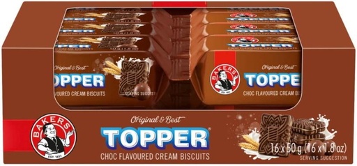 [CKBH4TVCGGHWGMER] Bakers Topper Choc Flavoured Biscuits Cream Filled Biscuit (50 g, Pack of 16)