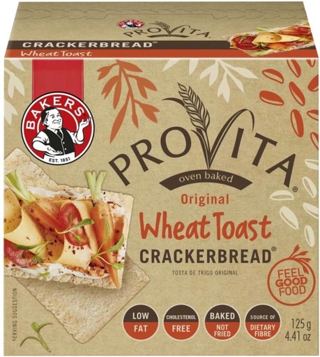 [CKBHFU6BUNRP8HFG] Bakers Provita Original Wheat Toast Cracker Bread Bakery Biscuit (125 g)