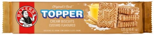 [CKBH4TVCD8UGAVRK] Bakers Topper Custard Flavoured Biscuits Cream Filled Biscuit (125 g, Pack of 12)