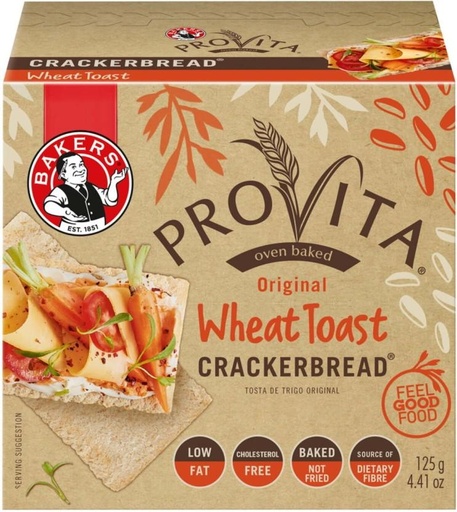 [CKBHFU6BZH8S2SHG] Bakers Provita Original Wheat Toast Cracker Bread Bakery Biscuit (125 g, Pack of 12)