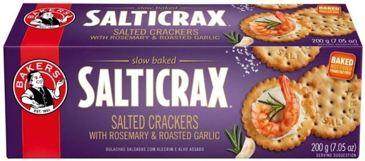 [CKBHFU62J3GXCHZC] Bakers Salticrax With Rosemary & Roasted Garlic Spicy Biscuit (200 g, Pack of 12)
