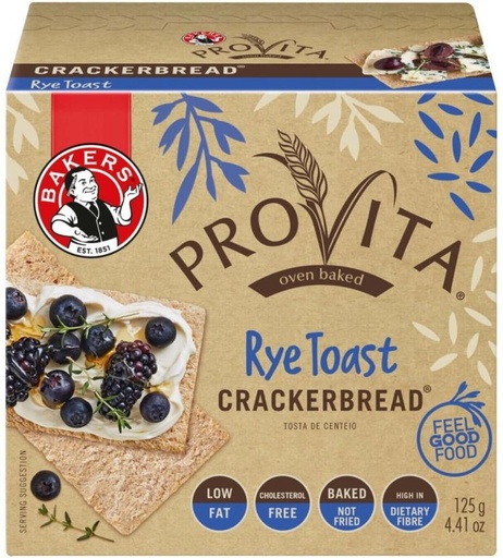 [CKBHFU62ZYK4CA66] Bakers Provita Rye Toast Crackerbread Bakery Biscuit (125 g)