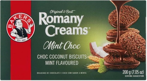 [CKBH4TVCTD6HCERQ] Bakers Romany Creams Mint Choc Coconut Biscuit Cream Filled Biscuit (200 g, Pack of 12)